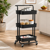 3-Tier Organizer Trolley – Lockable Wheels Kitchen Cart