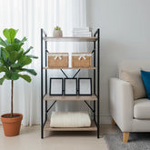 4-Tier Universal Storage Rack – Wood & Steel Home Organizer
