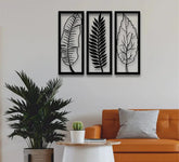 Metal Leaf Wall Art 3 Panels – Home Wall Decor Pack of 3
