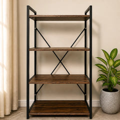 4-Tier Universal Storage Rack – Wood & Steel Home Organizer