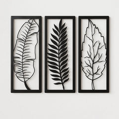 Metal Leaf Wall Art 3 Panels – Home Wall Decor Pack of 3