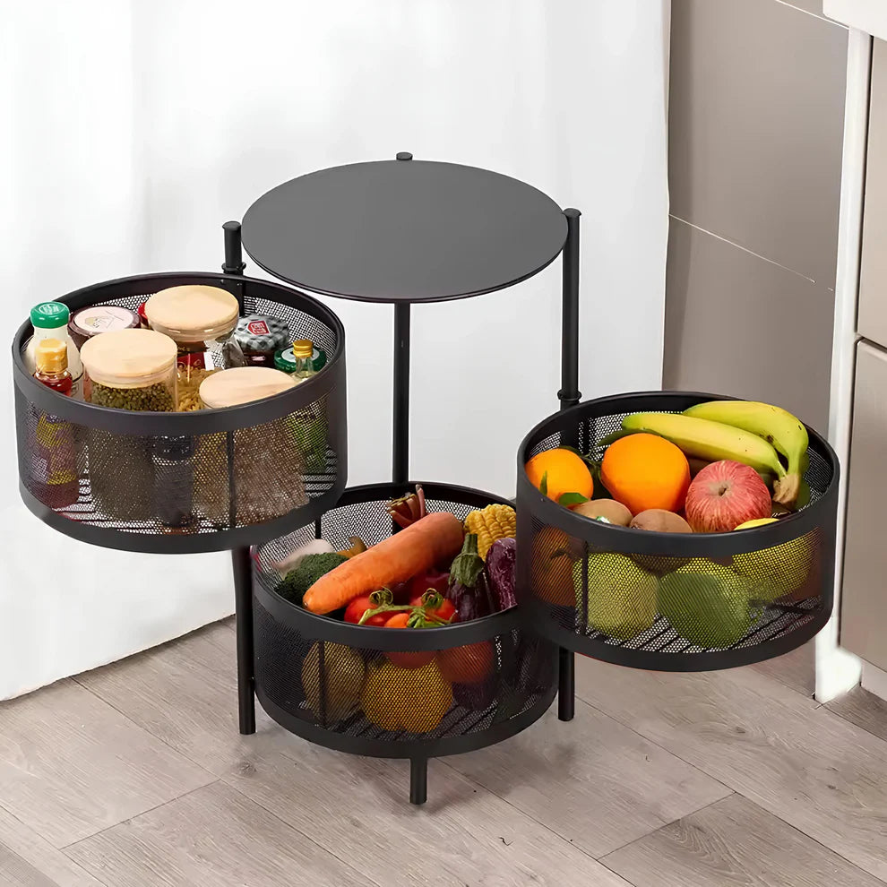 Counter Top Vegetable Metal Trolley Round Shape