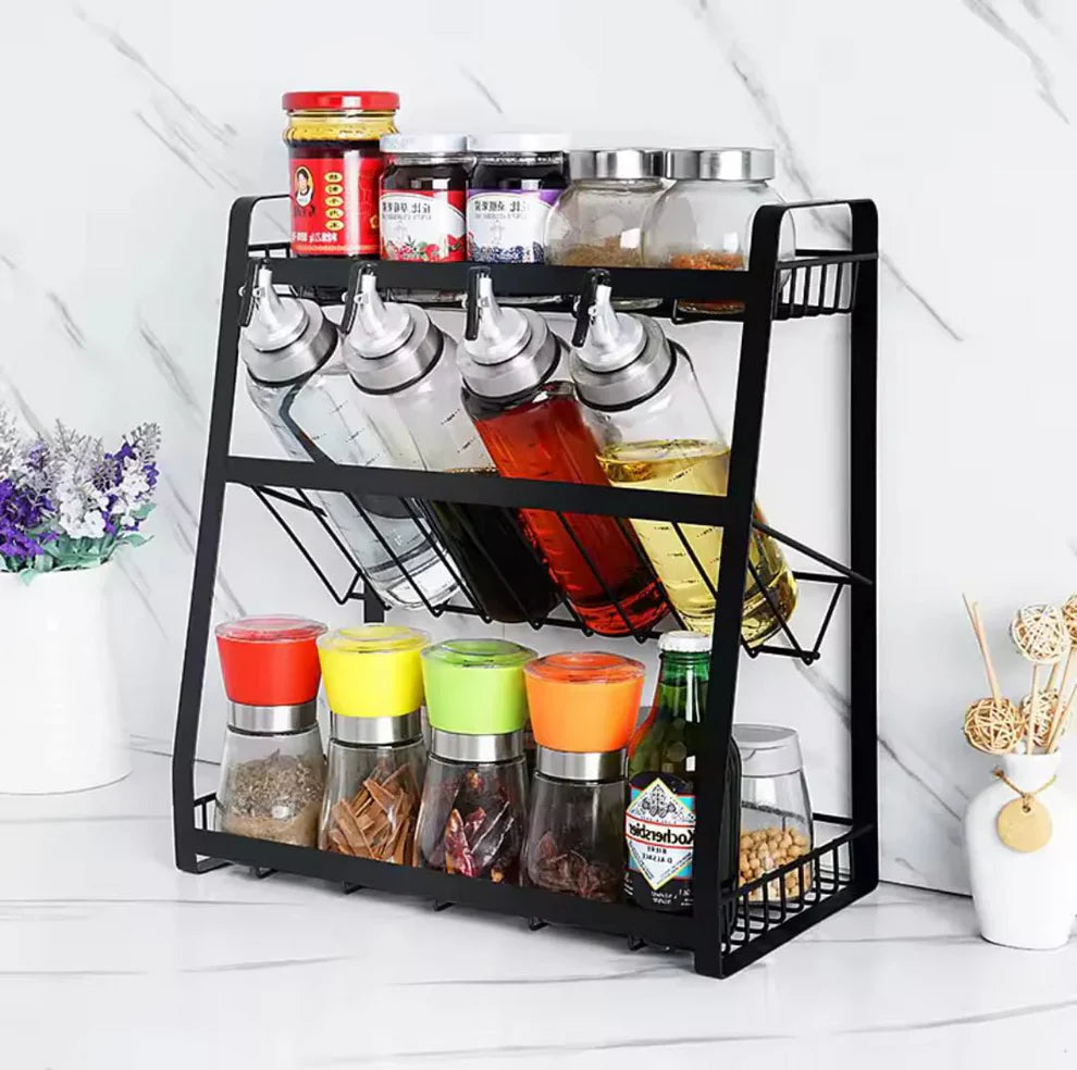 3-Tier Kitchen Storage Rack – Wall Mount Dish Organizer