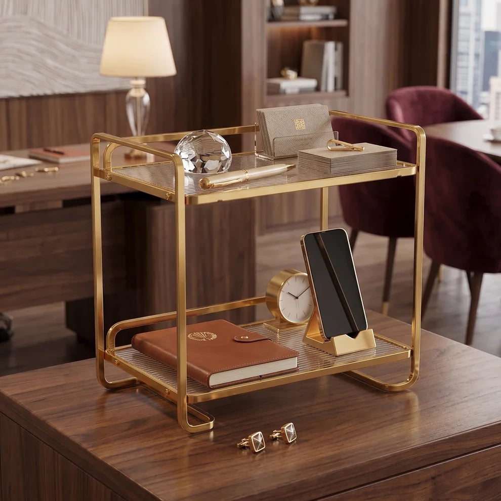 Golden Arc Vanity Stand With Acrylic Base