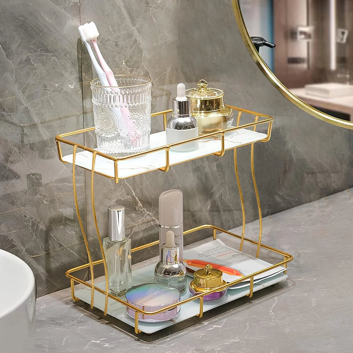 Golden Vanity Stand – Wooden Base