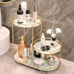 3-Tier Golden Vanity Stand – Makeup Organizer