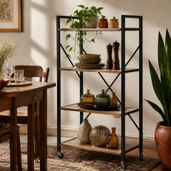 4-Tier Universal Storage Rack – Wood & Steel Home Organizer