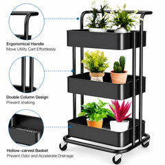 3-Tier Organizer Trolley – Lockable Wheels Kitchen Cart