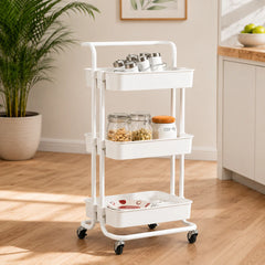 3-Tier Organizer Trolley – Lockable Wheels Kitchen Cart
