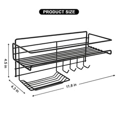 Bathroom Storage Shelf with Hooks and Soap Dish