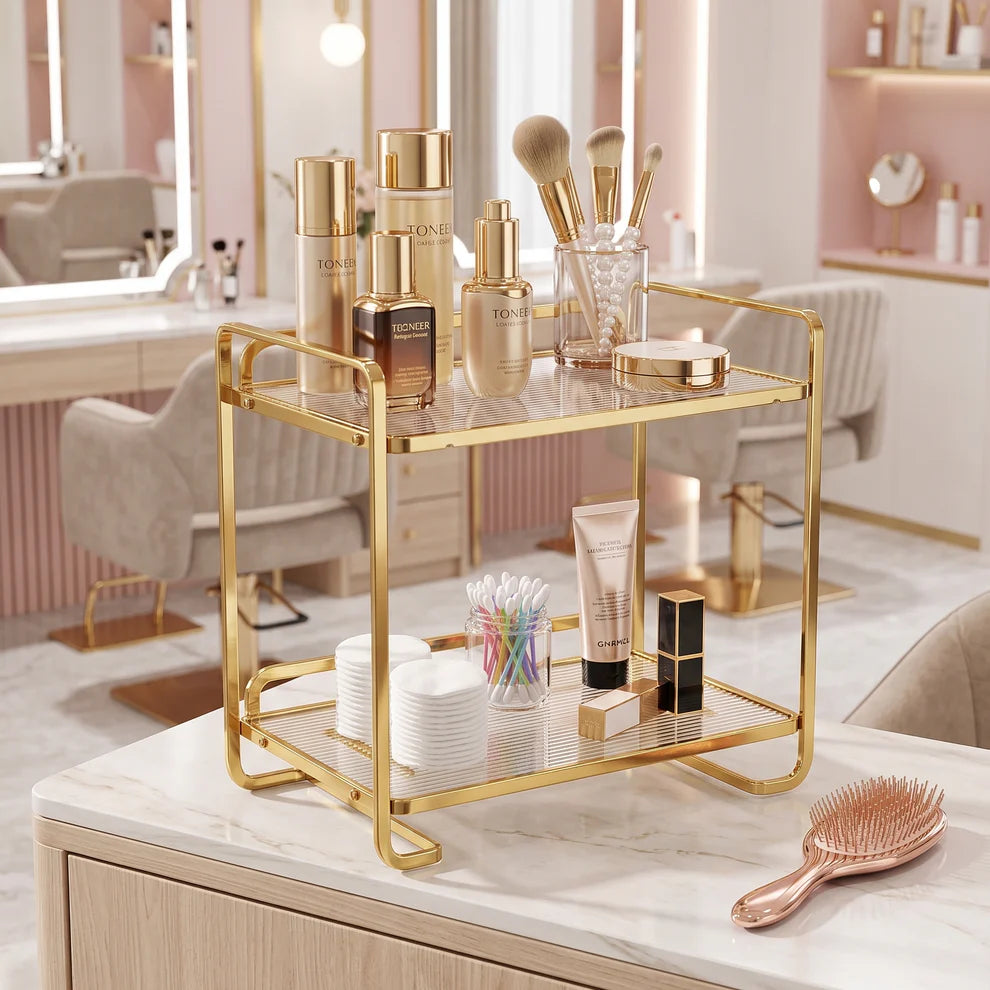 Golden Arc Vanity Stand With Acrylic Base