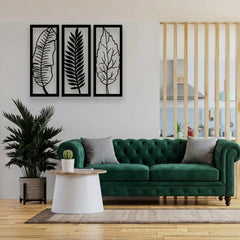 Metal Leaf Wall Art 3 Panels – Home Wall Decor Pack of 3