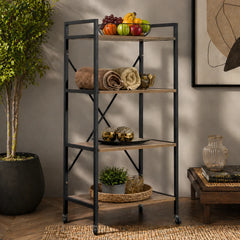 4-Tier Universal Storage Rack – Wood & Steel Home Organizer
