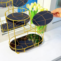 3-Tier Golden Vanity Stand – Makeup Organizer