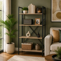 4-Tier Universal Storage Rack – Wood & Steel Home Organizer