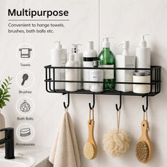 Rectangle Metal Stand with Hooks – Entryway Organizer