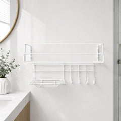 Bathroom Storage Shelf with Hooks and Soap Dish