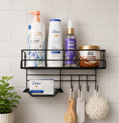 Bathroom Storage Shelf with Hooks and Soap Dish