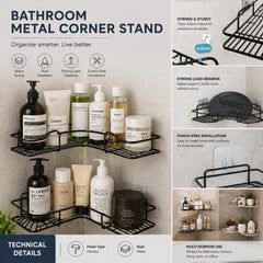 Bathroom Metal Corner Stand – Punch-Free Organizer