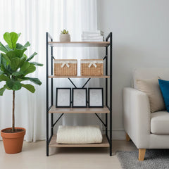 4-Tier Universal Storage Rack – Wood & Steel Home Organizer