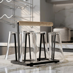 Glass Stand With Wood – Elegant Display