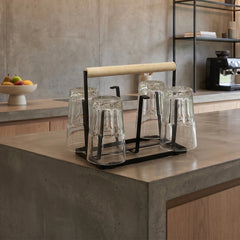Glass Stand With Wood – Elegant Display