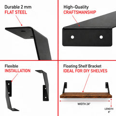 Floating Shelf Bracket With Wood – Heavy Duty Wall Mount