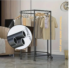 Metal Clothes Stand with 360° Rotating Rack & Wheels