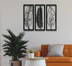 Metal Leaf Wall Art 3 Panels – Home Wall Decor Pack of 3