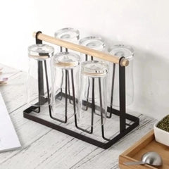 Glass Stand With Wood – Elegant Display